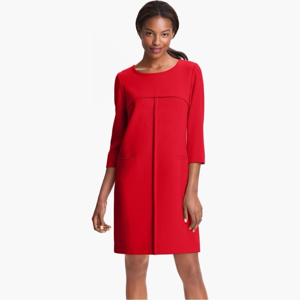 Tahari ASL Red Sheath Dress with 3/4 Sleeves - Picture 2 of 12
